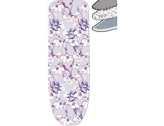 Strijkplankhoes 2 laags met elastiek C - Mauve bloemmotief