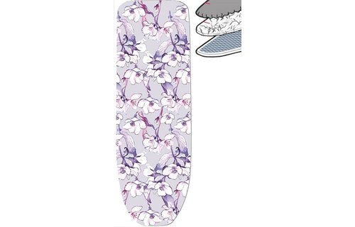 Strijkplankhoes 2 laags met elastiek C - Mauve bloemmotief