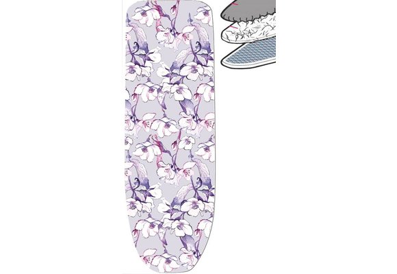 Strijkplankhoes 2 laags met elastiek C - Mauve bloemmotief