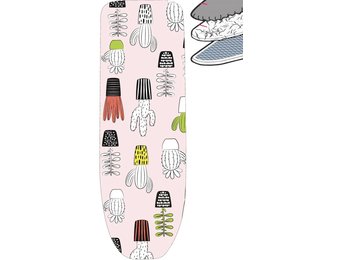 Strijkplankhoes 2 laags met elastiek C - Roze Catusmotief