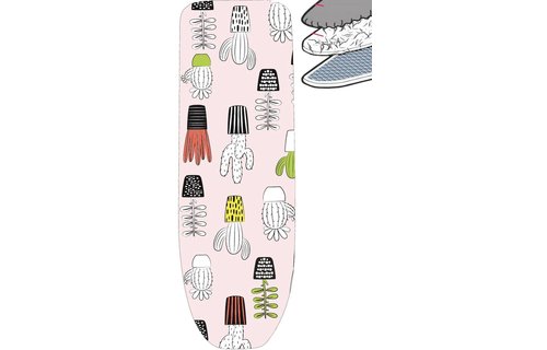 Strijkplankhoes 2 laags met elastiek C - Roze Catusmotief