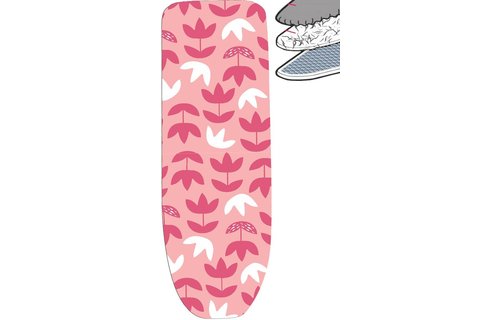 Strijkplankhoes 2 laags met elastiek C - Roze Bloemmotief