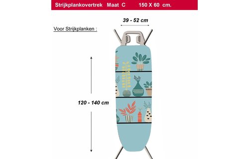 Strijkplankhoes 2 laags met elastiek C - Turquoise decoratie