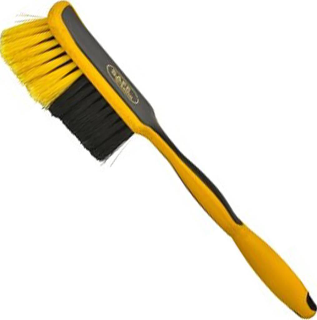 Handborstel industrie  lang handvat zacht  -  26 cm - Zwart/Geel