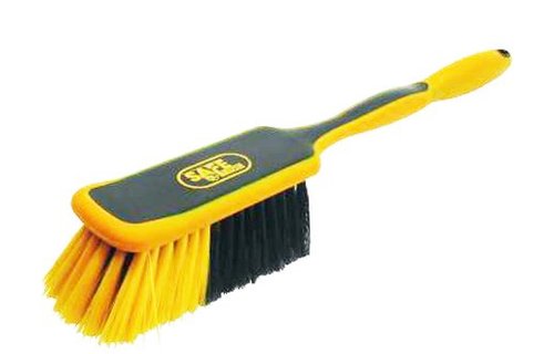 Handborstel industrie  lang handvat zacht  -  26 cm - Zwart/Geel