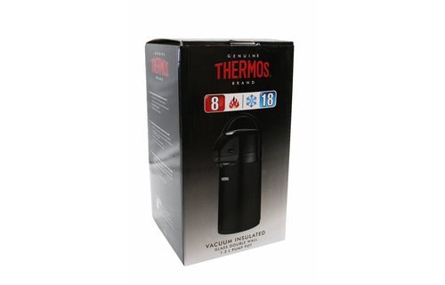 Pompthermos 1,3 L.  Zwart met Hendel