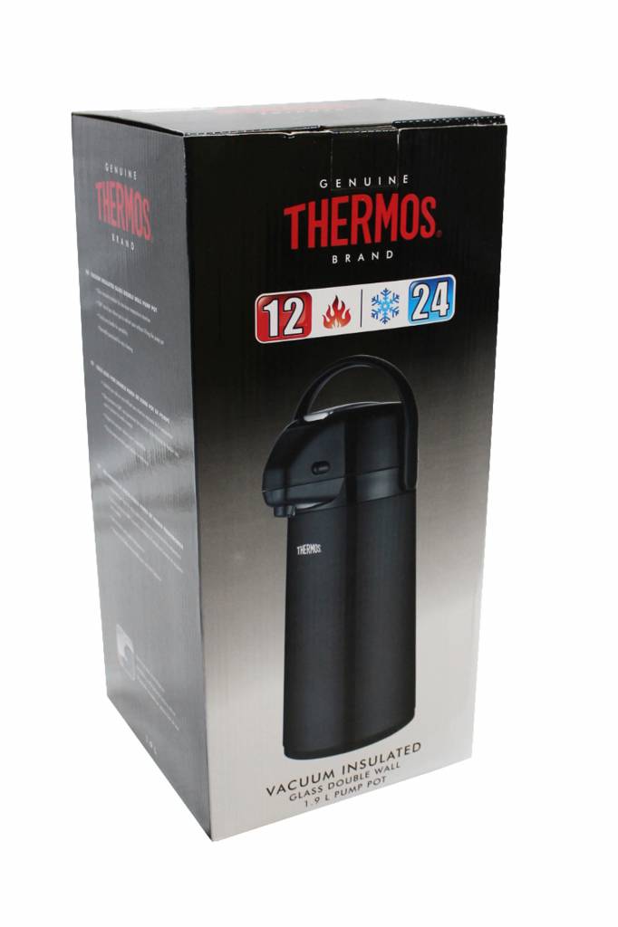 Pompthermos 1,9 L.  Zwart met Hendel Pompthermos 1,9 L.  Zwart met Hendel