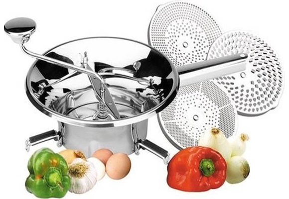 Passe Vite Inox 24 cm.  Met 3 Schijven