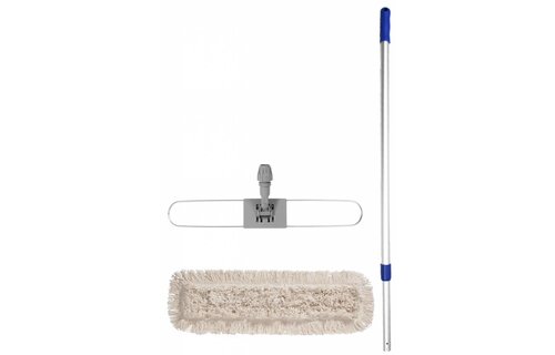Mophouder  60 cm.  met  Katoenen  vlakmop  wit  en telescoopsteel