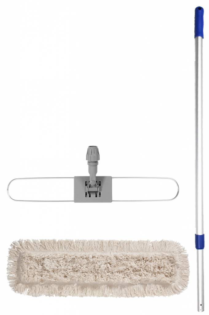 Mophouder  60 cm.  met  Katoenen  vlakmop  wit  en telescoopsteel