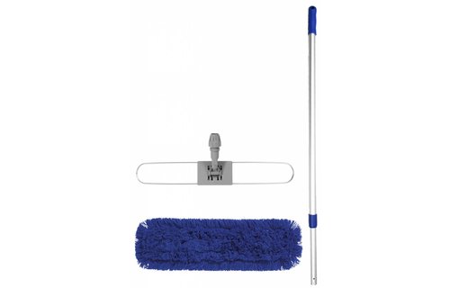 Mophouder  60 cm.  met  Synthetische vlakmop blauw  en telescoopsteel