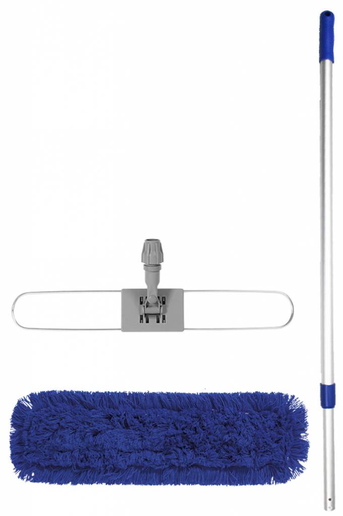 Mophouder  60 cm.  met  Synthetische vlakmop blauw  en telescoopsteel Mophouder  60 cm.  met  Synthetische vlakmop blauw  en telescoopsteel
