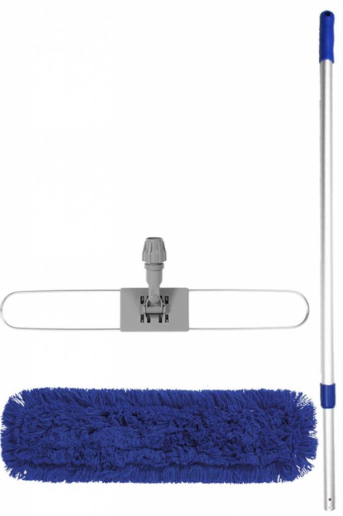 Mophouder  80 cm.  met  Synthetische vlakmop blauw  en telescoopsteel