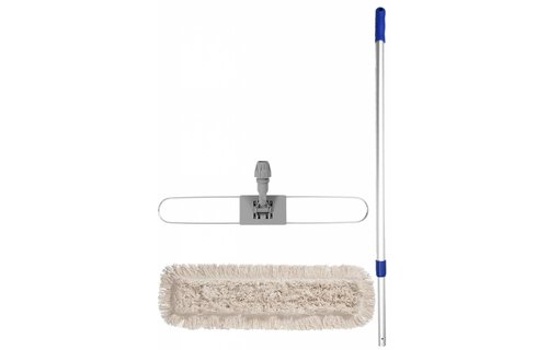 Mophouder  100 cm.  met  Katoenen  vlakmop  wit  en telescoopsteel