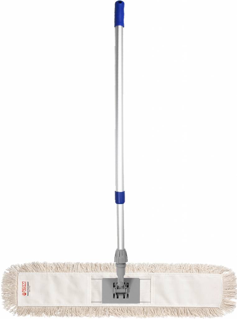 Mophouder  100 cm.  met  Katoenen  vlakmop  wit  en telescoopsteel