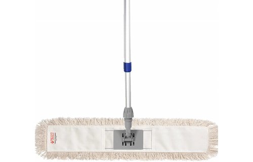 Mophouder  80 cm.  met  Katoenen  vlakmop  wit  en telescoopsteel