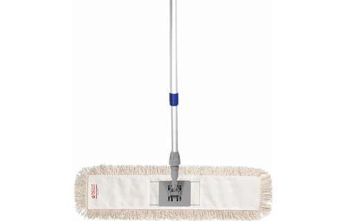 Mophouder  60 cm.  met  Katoenen  vlakmop  wit  en telescoopsteel