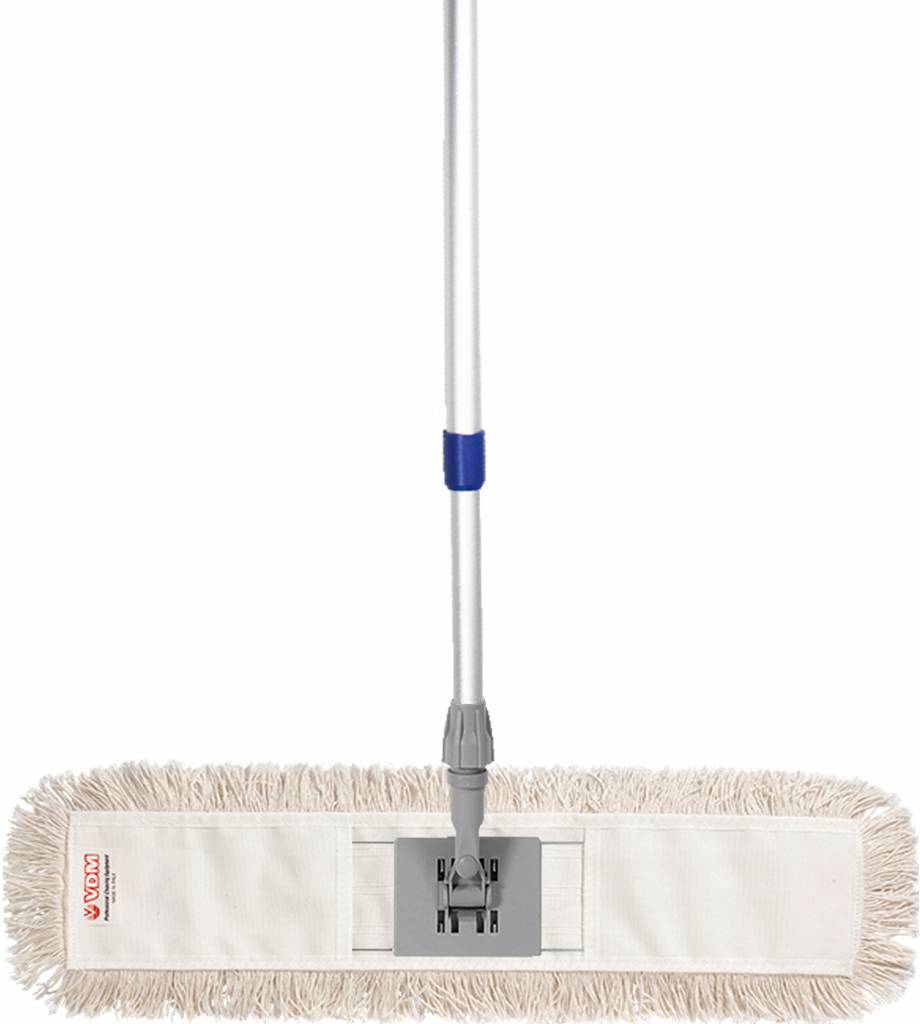 Mophouder  60 cm.  met  Katoenen  vlakmop  wit  en telescoopsteel