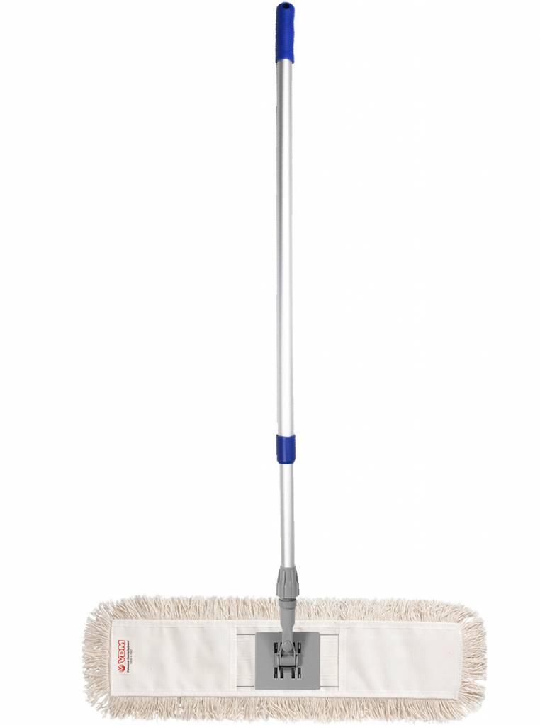 Mophouder  60 cm.  met  Katoenen  vlakmop  wit  en telescoopsteel