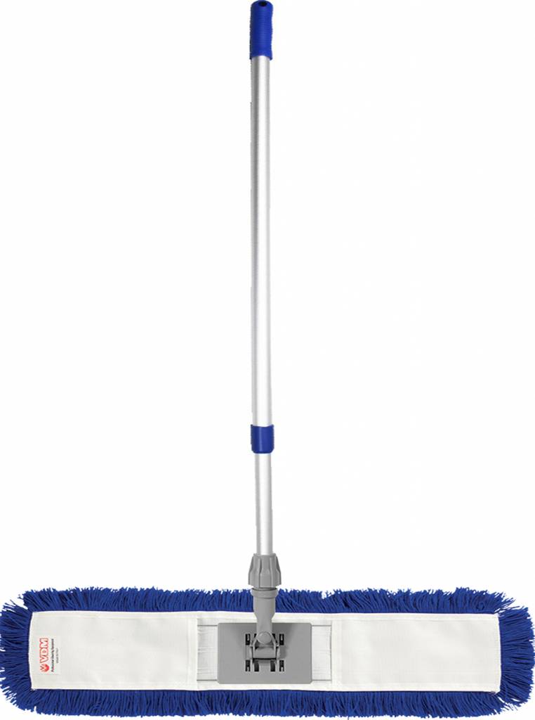 Mophouder  100 cm.  met  Synthetische vlakmop blauw  en telescoopsteel Mophouder  100 cm.  met  Synthetische vlakmop blauw  en telescoopsteel