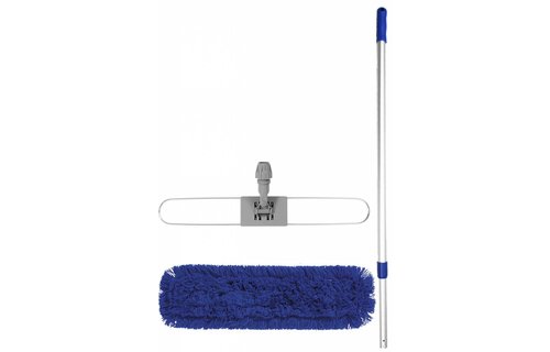 Mophouder  100 cm.  met  Synthetische vlakmop blauw  en telescoopsteel