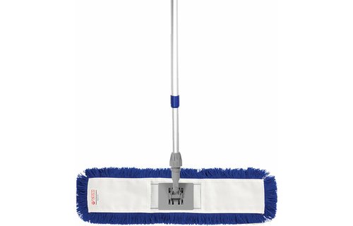 Mophouder  60 cm.  met  Synthetische vlakmop blauw  en telescoopsteel