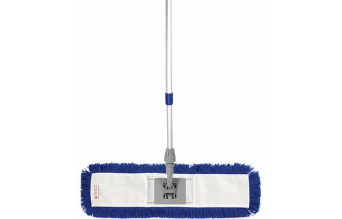 Mophouder  40 cm.  met  Synthetische vlakmop blauw  en telescoopsteel