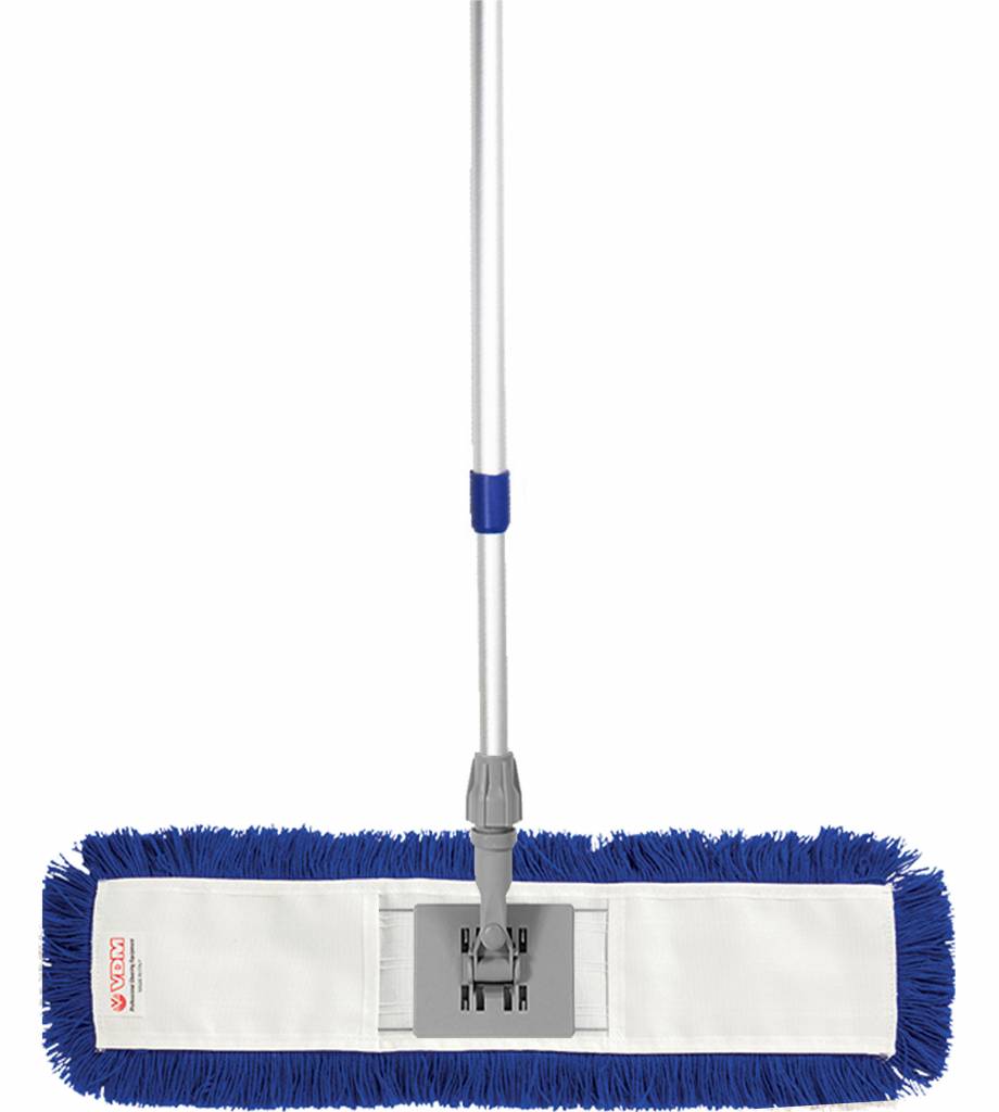 Mophouder  40 cm.  met  Synthetische vlakmop blauw  en telescoopsteel