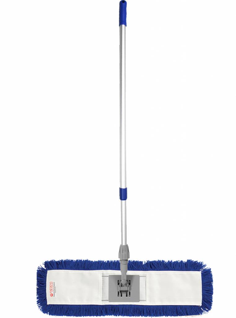 Mophouder  40 cm.  met  Synthetische vlakmop blauw  en telescoopsteel