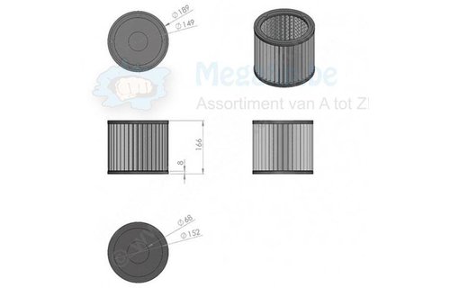 Universeel wasbare Ketelfilter 15x16,5cm (Parkside,  Einhell, Metabo,  Fam Aquavac)