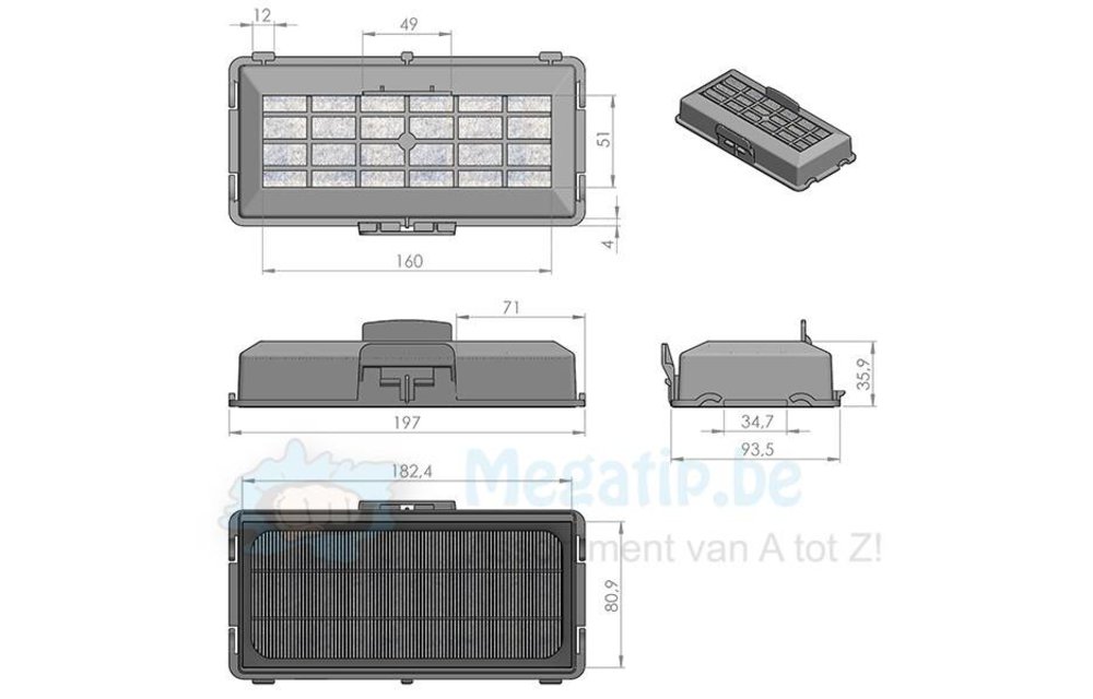 Bosch / Siemens H12 Hepa filter - 491669 series Bosch / Siemens H12 Hepa filter - 491669 series