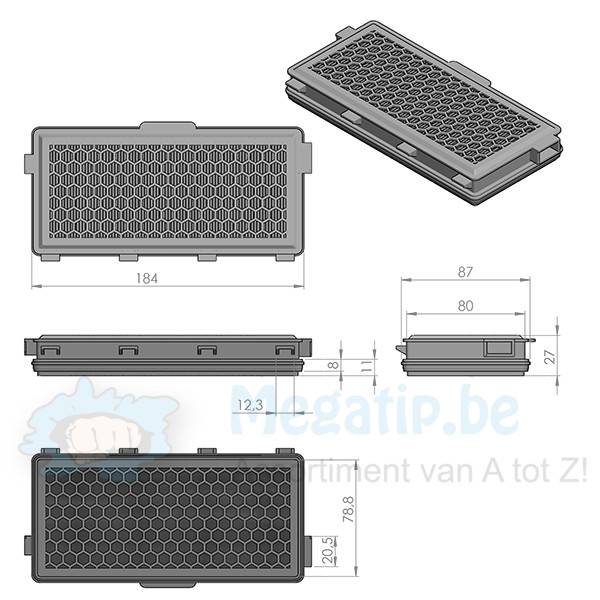 Miele  S4000 - S5000 Active HEPA H12 filter Miele  S4000 - S5000 Active HEPA H12 filter