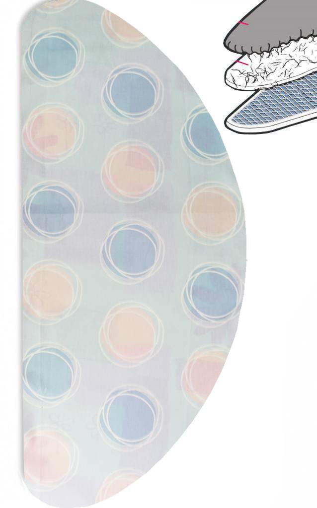 Strijkplankovertrek Banaan "Blue - pink dot" met moltonlaag