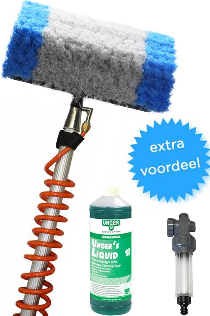Telescoopsteel tot 8 meter met Spiraal en zachte Wasborstel  + gratis cleaning soap