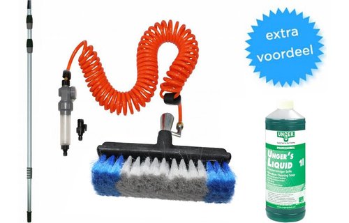 Telescoopsteel tot 8 meter met Spiraal en zachte Wasborstel  + gratis cleaning soap