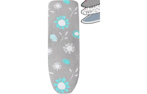 Strijkplankhoes 2 laags met elastiek A -  Grijs / bloemen