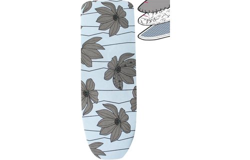 Strijkplankhoes 2 laags met elastiek A -  L. Blauw / grijze  bloem