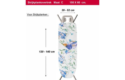 Strijkplankhoes 2 laags met elastiek C -  Bloemen
