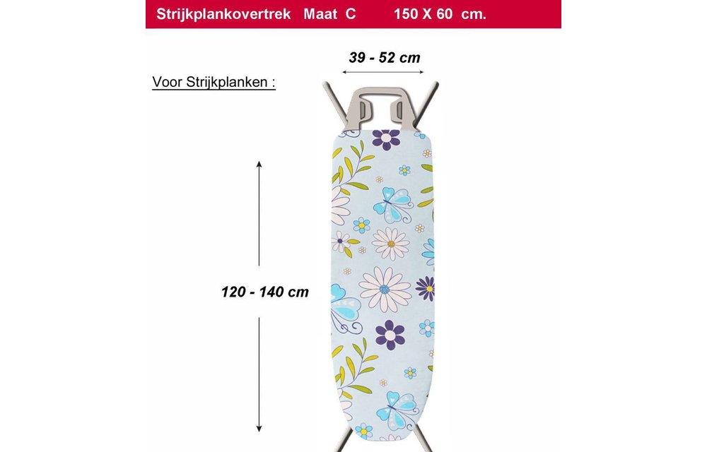 Strijkplankhoes 2 laags met elastiek C - L. Blauw / witte bloem Strijkplankhoes 2 laags met elastiek C - L. Blauw / witte bloem