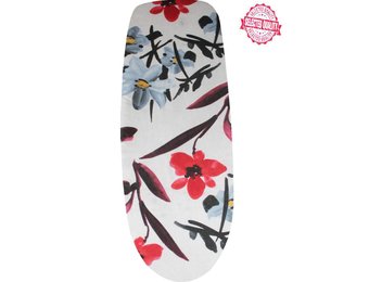 Strijkplankovertrek 140 x 50 cm wit / Flowers