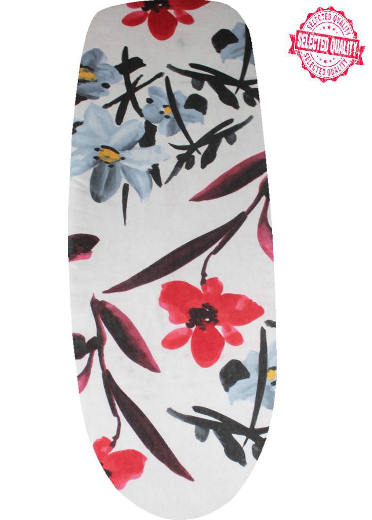 Strijkplankovertrek 140 x 50 cm wit / Flowers