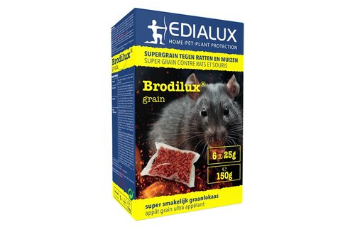 Muizen- en Rattengif  Brodilux Grain   150gr (6 x 25gr)