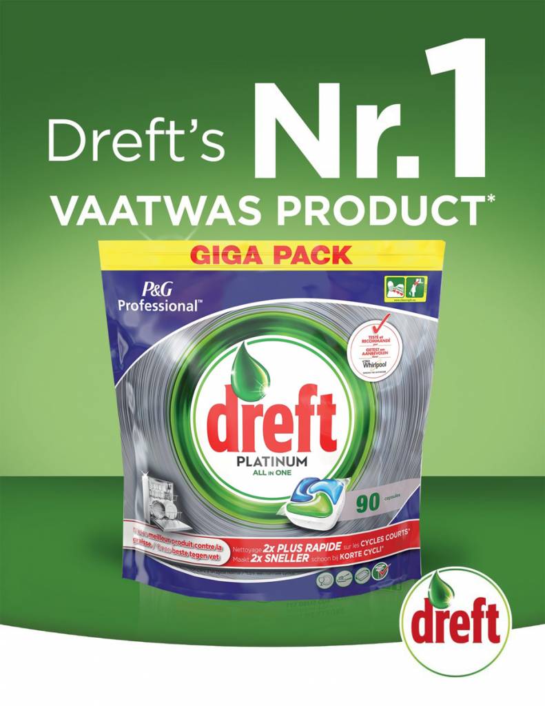 Dreft Vaatwastabletten  - All In One - Platinum - 90 Tabletten Dreft Vaatwastabletten  - All In One - Platinum - 90 Tabletten