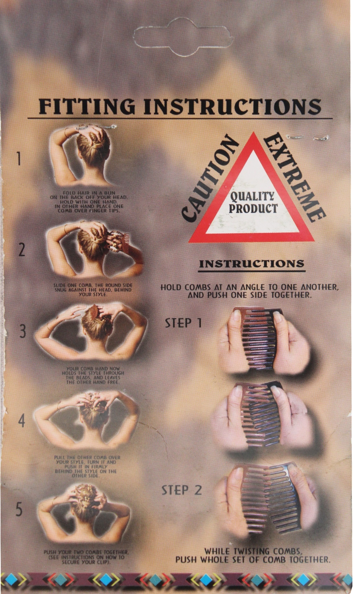 African Butterfly Hair Clips   -  Beige / white stone