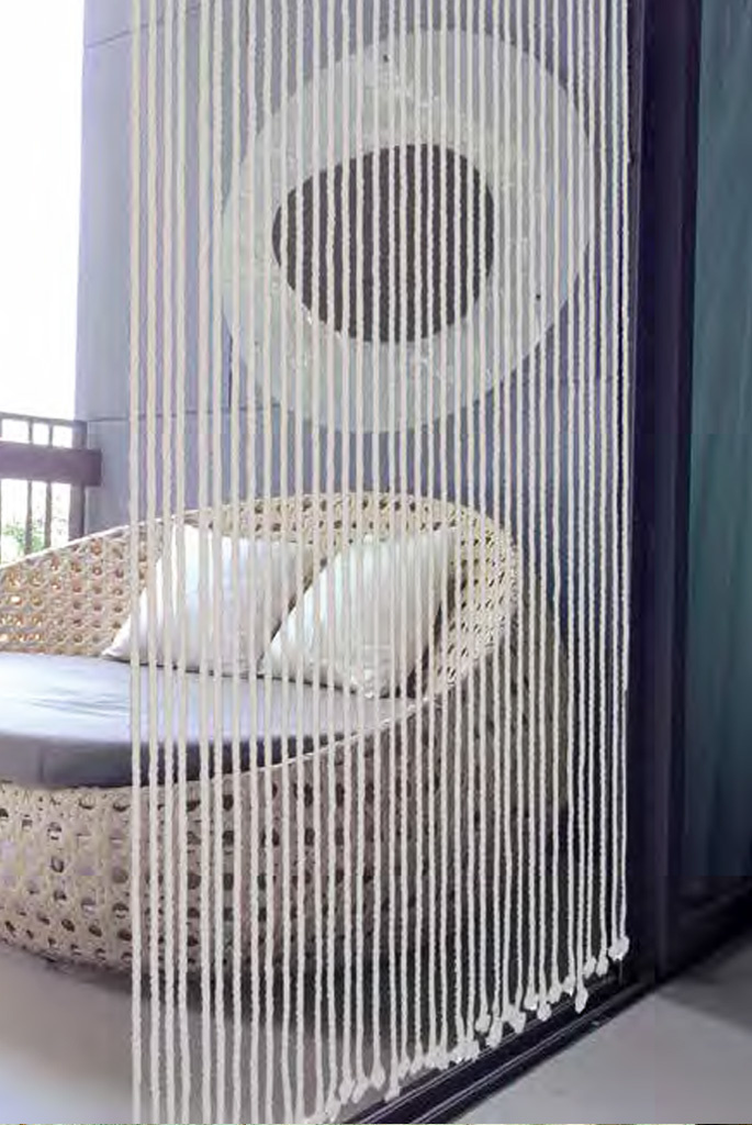 Vliegengordijn gevlochten touw Beige  90X200 cm.