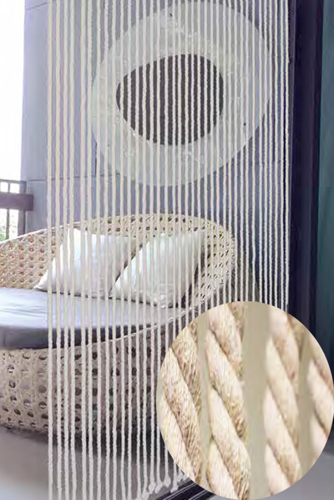 Vliegengordijn gevlochten touw Beige  90X200 cm.