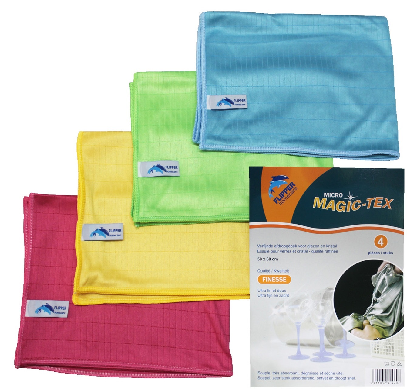 Microvezel Verfijnde Afdroogdoek "Finesse" 4 stuks Microvezel Verfijnde Afdroogdoek "Finesse" 4 stuks