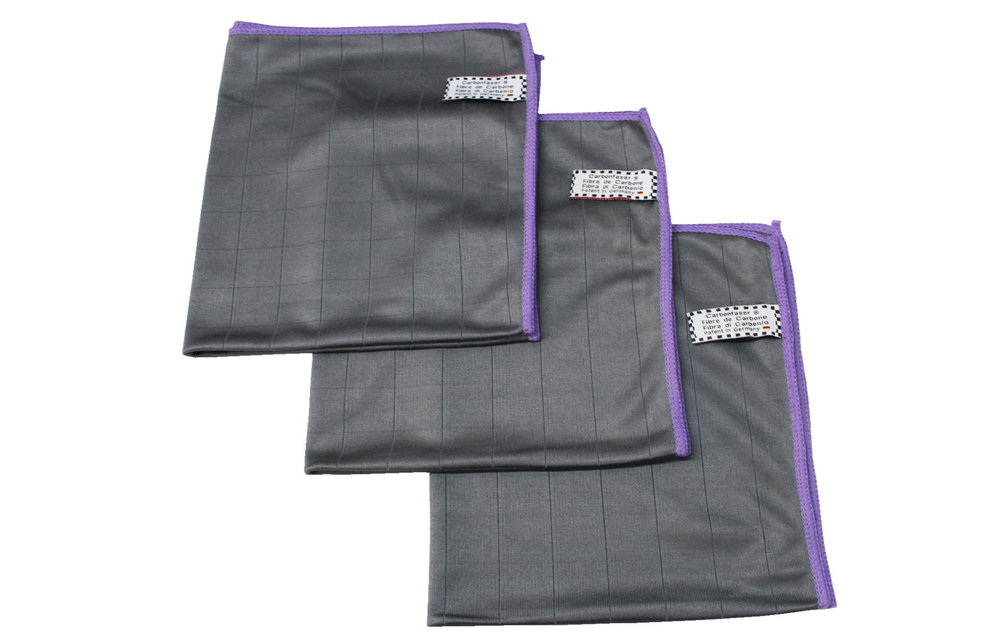Microvezeldoeken carbon fiber Grijs/Mauve - 3  stuks
