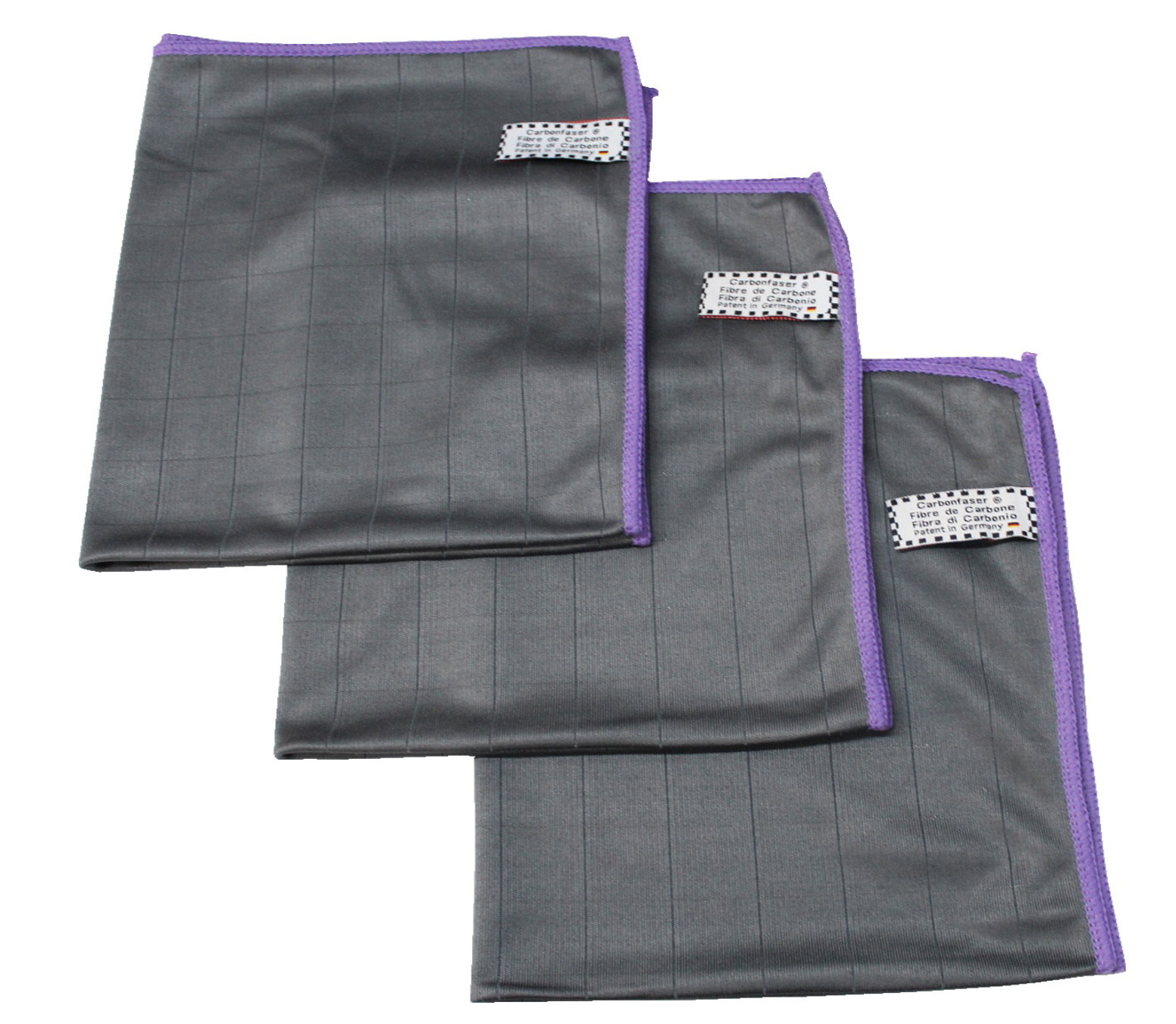 Microvezeldoeken carbon fiber Grijs/Mauve - 3  stuks