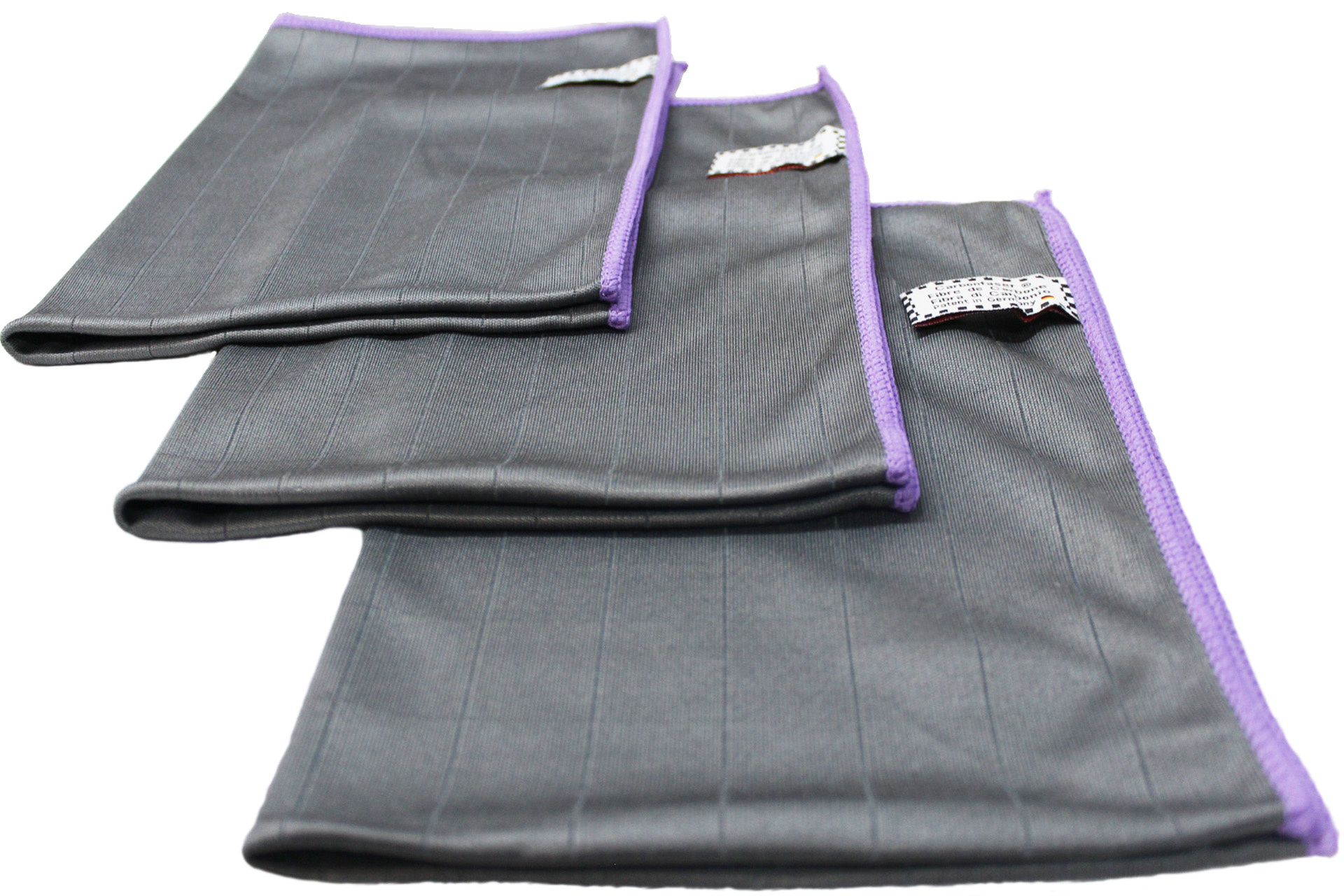 Microvezeldoeken carbon fiber Grijs/Mauve - 3  stuks